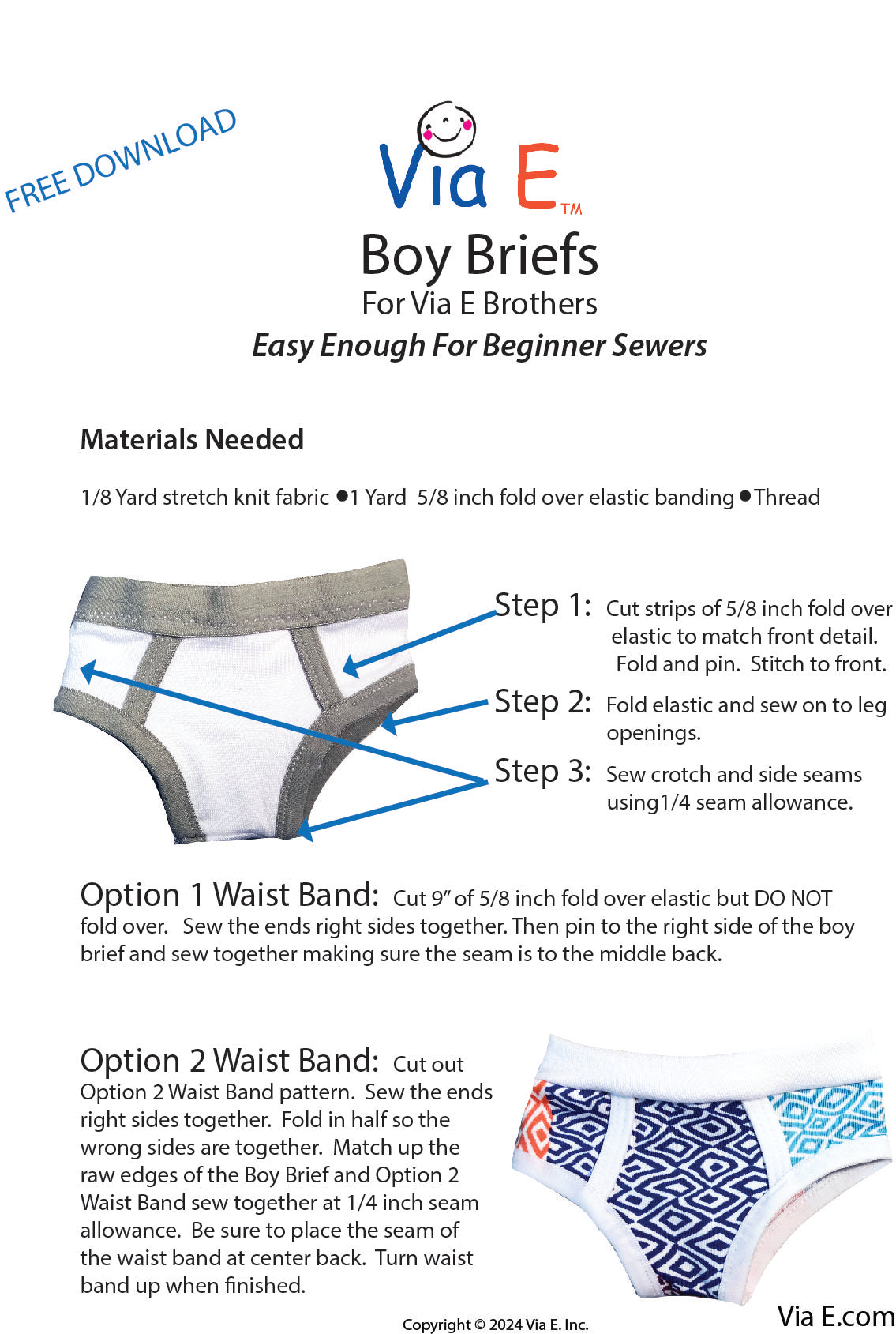 Via E Boy Briefs Sewing Pattern