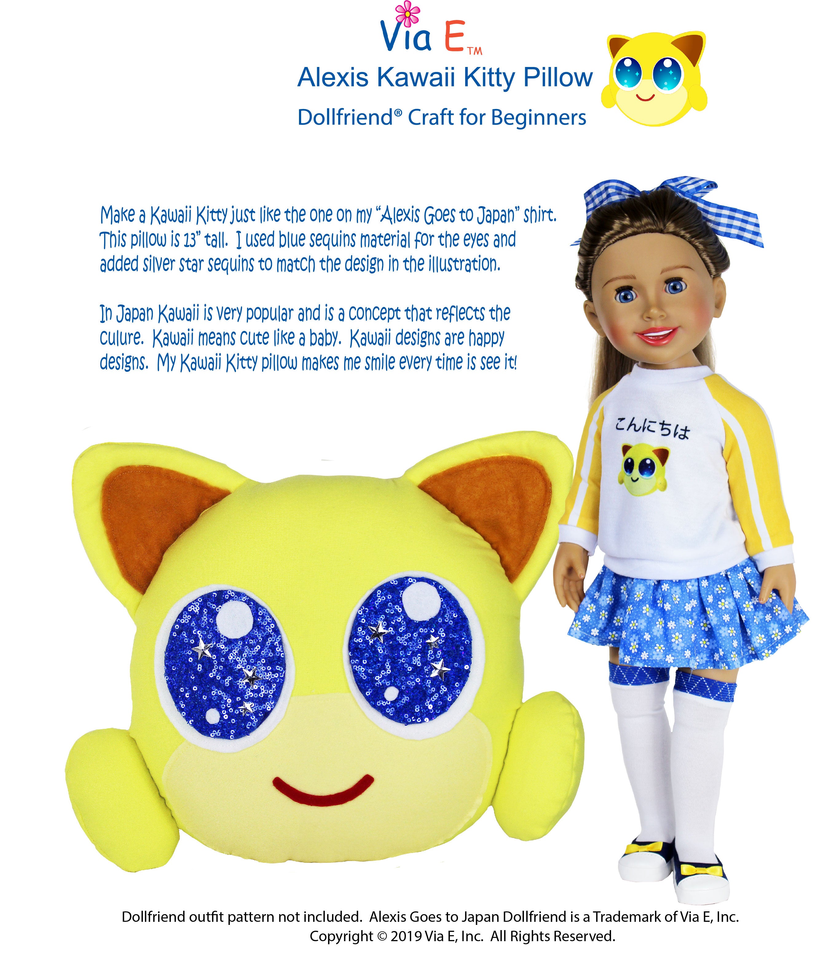 Alexis Kawaii Kitty Pillow Pattern