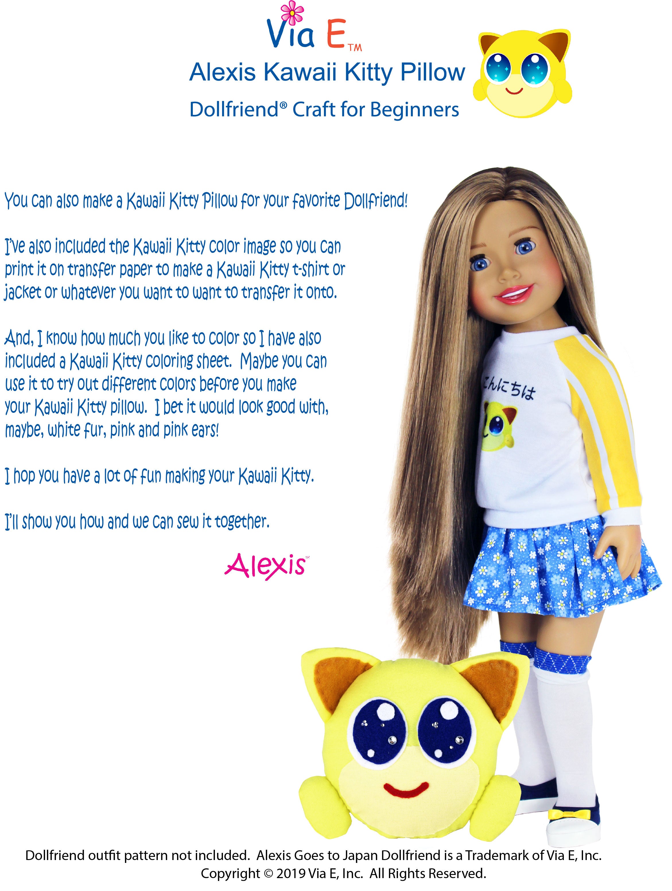Alexis Kawaii Kitty Pillow Pattern