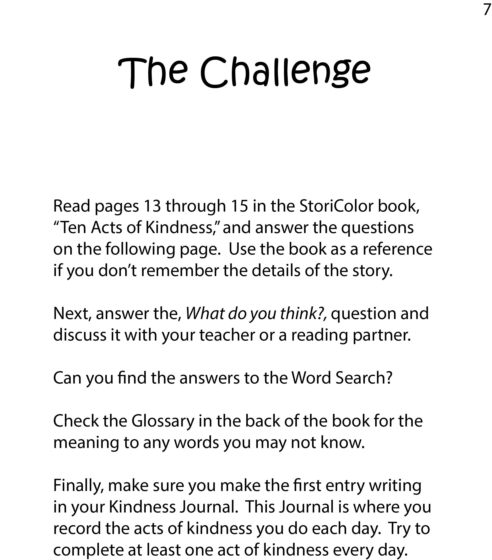 Ten Acts of Kindness Second Edition Activity Book