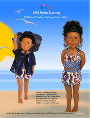 1963 Retro Summer Dollfriend Beach Coat Swimsuit and Floppy Hat Pattern